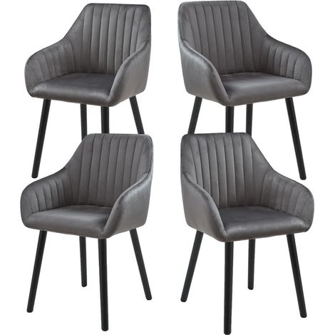 Goeurvant Minimalistische Esszimmerstühle mit bequemer Rückenstütze, ergonomischen Armlehnen und stabilen Holzbeinen - 4er Set – Dunkelgrau