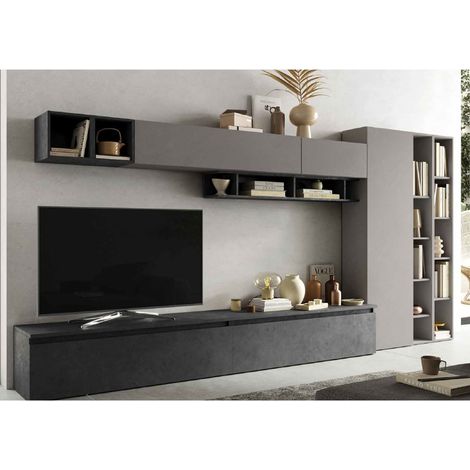 Parete attrezzata soggiorno L 387x186x40 comp  43 ardesia-piombo - Infinity (1/2)