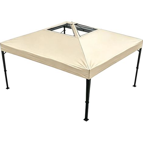 Carpa plegable, tejido impermeable, altura regulable, color beige. (1/2)