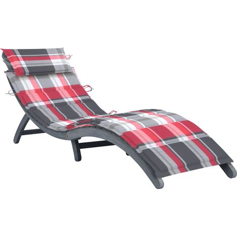 Lettino prendisole sedia a sdraio lettino prendisole letto da giardino mobili da esterno per patio con cuscino grigio legno massello di acacia 020012464