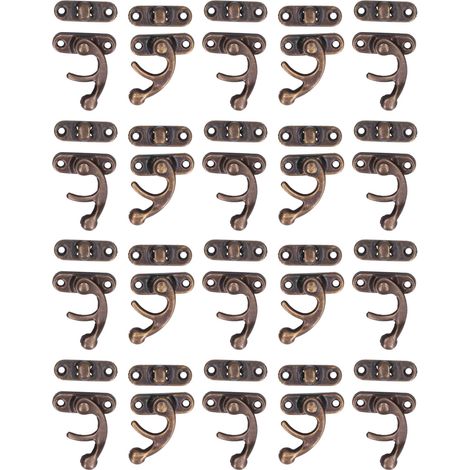 Lot de 20 loquets antiques en alliage d'aluminium, crochets et moraillons en forme de corne pour boîtes à bijoux et bagages (1/5)