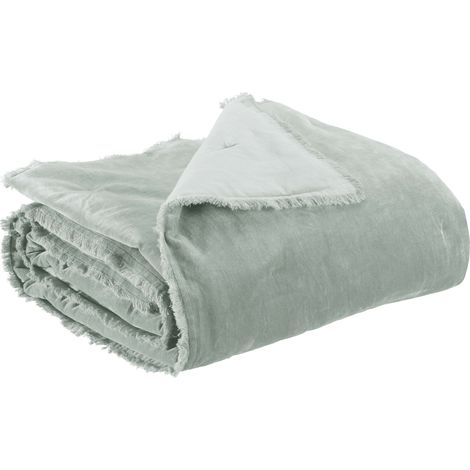 VIVARAISE - Jeté de lit uni Vivaraise Fara - 240 x 260 cm (housse 100% coton velours, garnissage 100% polyester)