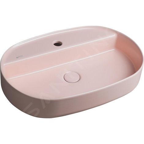 Sapho Isvea - Lavabo à poser 60x40 cm, trou pour robinet, rose saumon 10NF65060-2S (1/4)