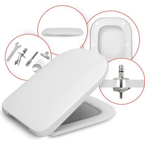 Les rois des sièges de toilettes  Abattant WC Duroplast - Blanc - Mécanisme frein de chute - Antibactérien