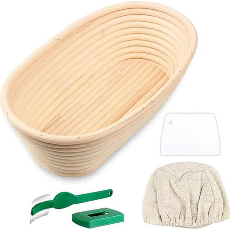 Banneton pour pain artisanal, de forme ovale, pour le levain, la fermentation naturelle et la cuisson maison.-AquaForge (1/5)