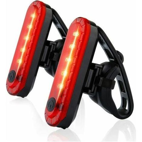 Potente luz trasera LED para bicicleta, recargable por USB, resistente al agua, paquete de 2 unidades. (1/4)