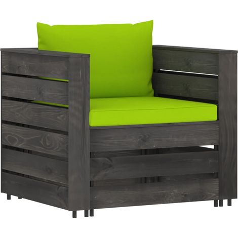 Maison Exclusive - Set Divani da Giardino con Cuscini 2 pz Legno Impregnato Grigio (1/5)