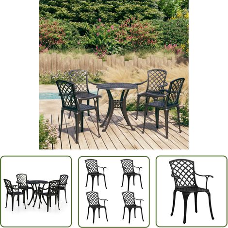 Maison Exclusive 5-tlg. Bistro-Set Aluminiumguss Schwarz (1/5)