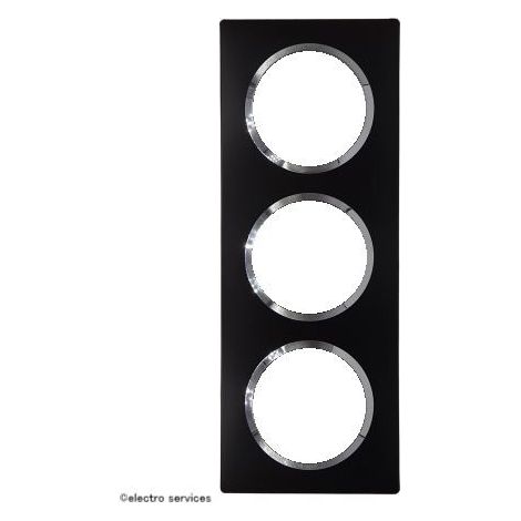 Legrand – Plaque carrée dooxie 3 postes – Finition noir velours chrome – Montage horizontal ou vertical – Pour intérieur uniquement