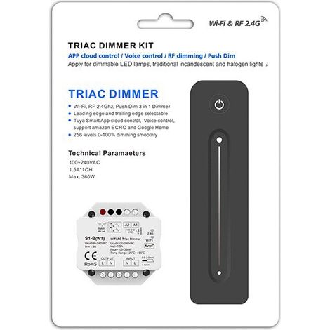 Kit variateur SCR haute tension 1 canal  1,5 A WiFi+RF+Push S1-B(WT)+R11