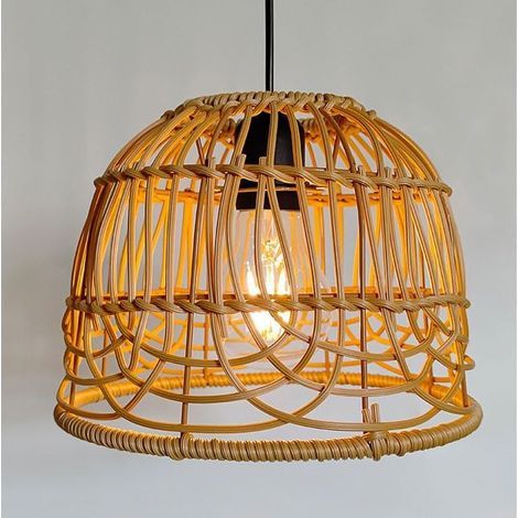 Outdoor Pendant Light, Handcrafted Rattan Decorative Lamp, LED Lighting, Powered By 4 AA Batteries (not Included), Suitable for Decorating Gazebos, Porches, Courtyards and Back Gardens, with Remote Co (1/5)