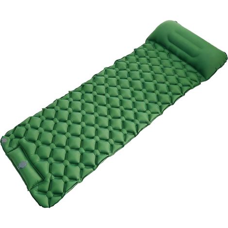 Matelas isolant auto-gonflant : vert militaire Matelas gonflable ultra léger avec pompe à pied et coussin, imperméable et antidérapant Tapis de couchage compact pour le camping, la randonnée (1/5)