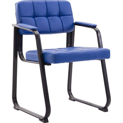Sedia visitatore sedia da ufficio senza rotelle materiale sintetico blu BUR10222