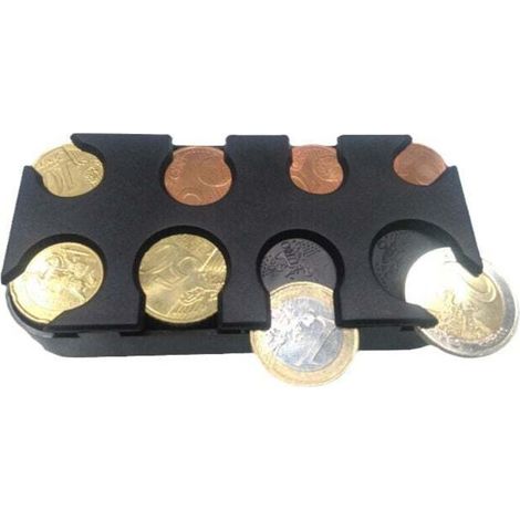 Coin Organizer - Euro Storage Box with 8 Compartments - for Car Handbag - Black MUMU (1/4)