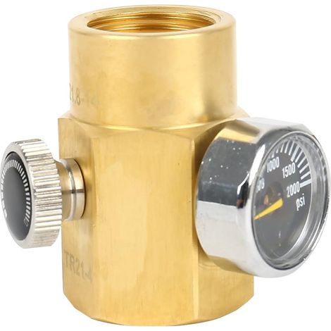 Adaptateur CO2 pour machine à soda, TR21-4 vers W21.8-14, Laiton, Or, 2000 psi, Manomètre (1/5)