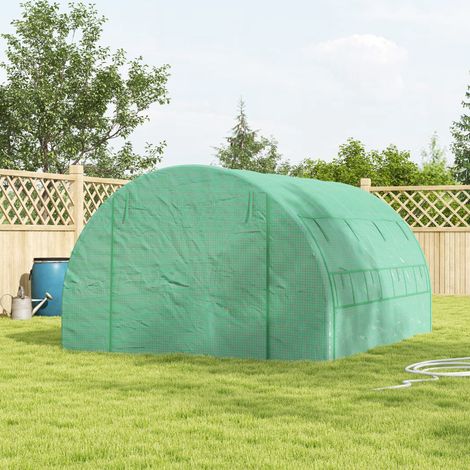 Invernadero de lámina metálica, invernadero transitable, ventanas de malla, estructura metálica, 4x3x2m, verde (1/5)