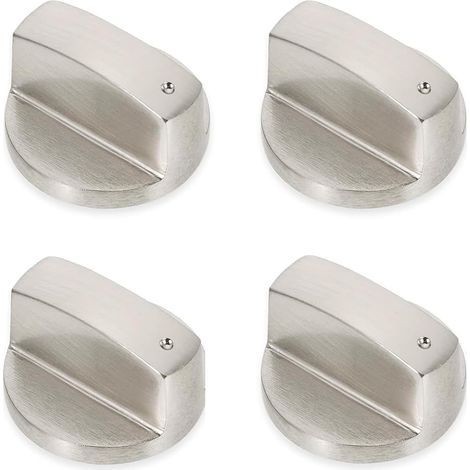 4pcs Universal Metal Control Knobs, 6mm Gas Cooker Knob, Gas Knob, Rotary Knobs for Gas, Oven and Hob (Silver) (1/5)