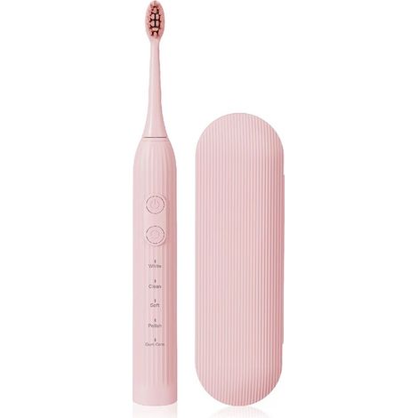 Brosse à dents électrique étanche et rechargeable avec 8 têtes de brosse - Rose-AquaForge (1/5)