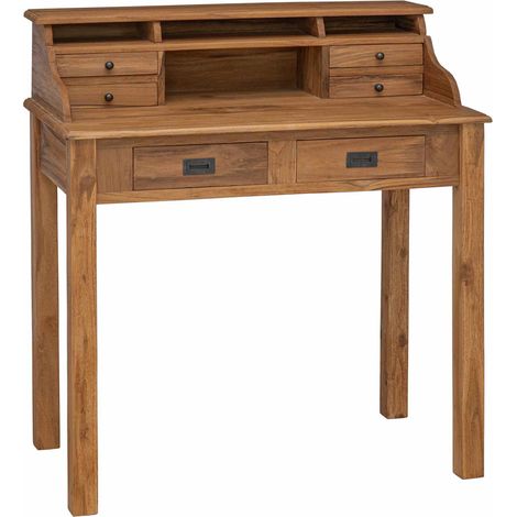 Scrivania Naturale 89,5 x 49,5 x 100 cm Legno di teak solido vidaXL (1/5)
