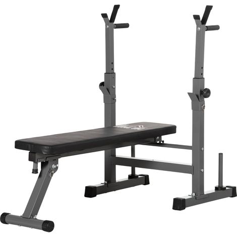 Banco de pesas plegable ajustable con soporte para mancuernas Banco de fitness para casa fabricado en acero en negro y gris (1/5)