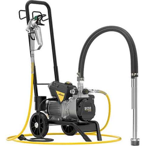 Wagner – Pompe à membrane SuperFinish 23 Pro HEA – Pulvérisation Airless – Pour laques et peintures épaisses – Châssis rabattable pour transport facile (1/2)