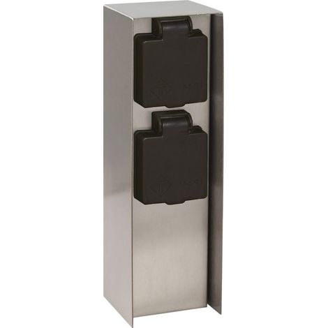 Presa elettrica da giardino CENAC IP44 in acciaio inox con 2 prese - Altezza 23 cm