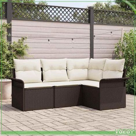 Ensemble canapé de jardin - FAFEICY - Modulaire - Marron - Rangement intégré - Anti-UV (1/5)