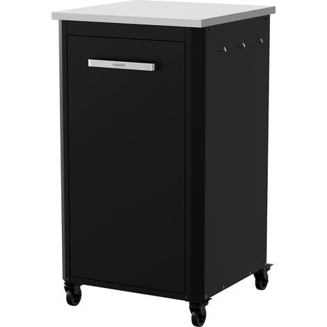 Cozze®  Cucina da esterno 60 H110 cm  Piano in acciaio inox  Design modulare  1 sportello con supporto per bombola gas  6 ganci  Ruote Ø75 mm  Struttura in acciaio verniciato nero (1/5)