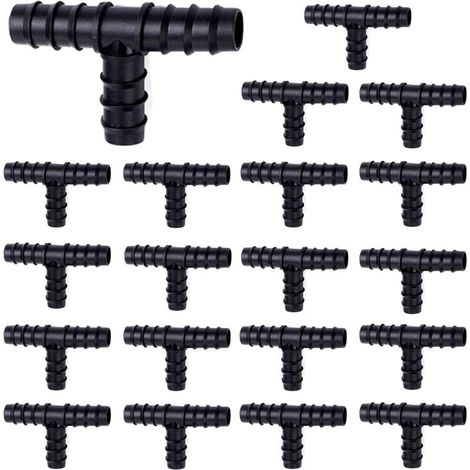 20 Schlauchverbinder für 16-mm-Bewässerungssysteme (T-Stück), 16-mm-Bewässerungs-T-Stücke für Schläuche, verschiedene Schlauchverbinder, Werkzeug zum Verbinden von Gartenbewässerungsschläuchen