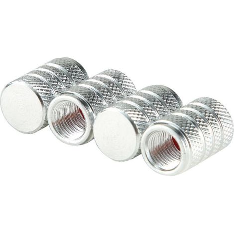 4x Ventilkappen für Auto, Aluminium - Silber