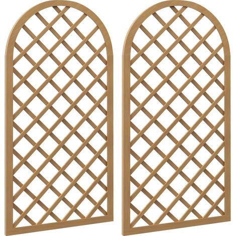 Lot de 2 treillis bois – Panneau arqué – Pour plantes grimpantes – 60x120 cm chacun – Élégant (1/5)