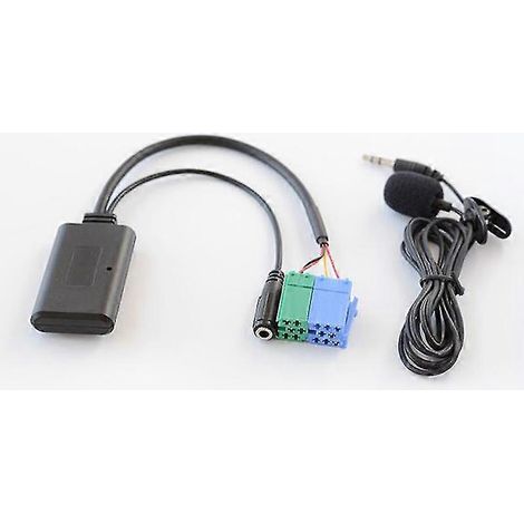 Câble audio Bluetooth pour voiture de 150 cm avec microphone et adaptateur pour appels smartphone, interface mini ISO, compatible avec les autoradios Becker. (1/4)