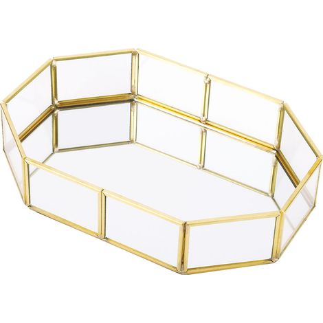 Organisateur de maquillage et de bijoux vintage, plateau en verre miroir, objet de décoration pour la maison (petit format) (1/5)