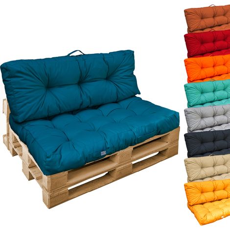 Linxor – Kit de coussins capitonnés pour palette – Tissu oxford 100% polyester – Épaisseur 20 cm – Résistant aux tâches et à l'eau