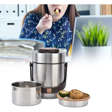 Isolierte Lunchbox aus Edelstahl 304, mehrlagig, großes Fassungsvermögen, tragbar, luftdicht, dreilagiges Isolierfach, 1500 ml (1/5)