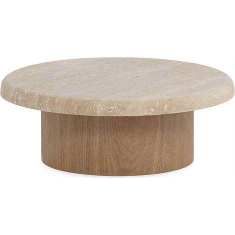 Centre de table en travertin et bois mdf - naturel (1/4)