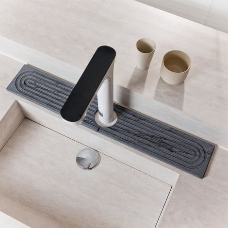 BelleRise - Tapis en pierre pour robinet d'évier de cuisine – Tapis de protection absorbant à séchage rapide (1/5)
