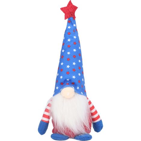 Gnome de la fête de l'Indépendance, mignon et fait main, avec une belle signification, décoration en peluche pour bureau ou salon, étoile bleue (1/5)