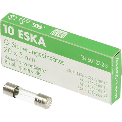 Wolf Feinsicherung 6,3A träge, Set a 10 Stück