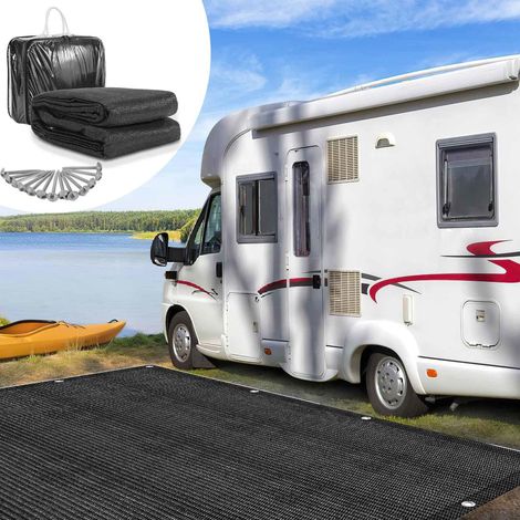 Wolketon Tappeto da campeggio 200x200 cm HDPE PEHD Nero Antimacchia per campeggio urbano
