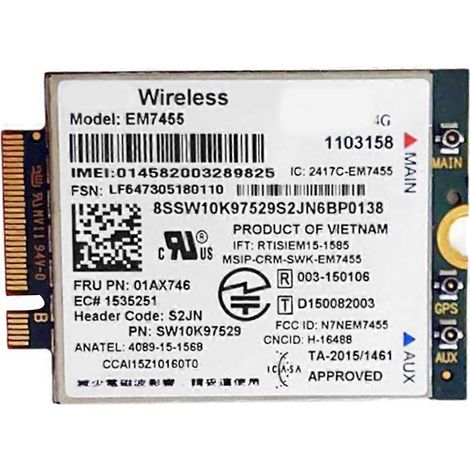 4G LTE Modul EM7455 FRU 01AX746 M2 NGFF Karte für Lenovo Thinkpad T460 T560 L460 L560 X260 P70 P50 P40 X1 (1/5)