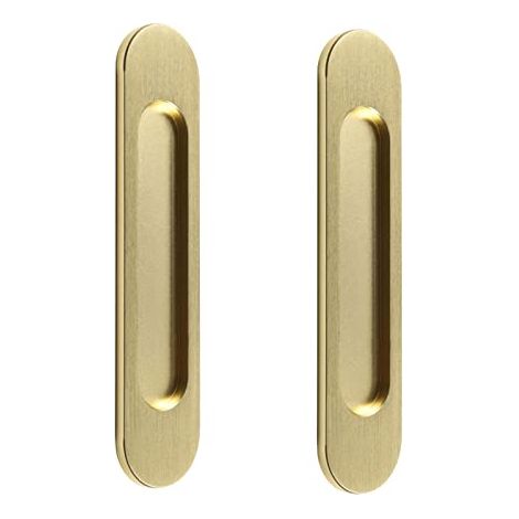 Lot de poignées de porte coulissantes ovales autocollantes, en alliage d'aluminium doré brossé, sans perforation, pour portes coulissantes (1/4)