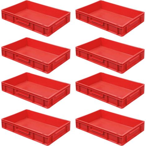 BRB 8 bacs Euro avec 2 poignées, L x l x H 600 x 400 x 120 mm, 23 l, rouge