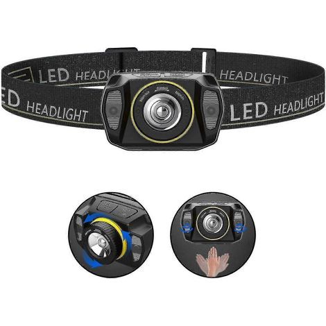 LED-Stirnlampe, USB-aufladbare Stirnlampe mit Lichtsensor und Zoom (1/4)