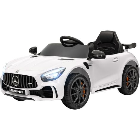 Kinder Elektroauto 12 V Kinderauto mit 2,4G Fernbedienung, USB, MP3, Musik, Elektrofahrzeug mit Lichten, Sanftstart, Rückwärtsfunktion, 3-5 km/h, für Kinder 3-6 Jahre, Weiß
