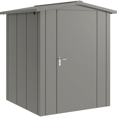 Hörmann Metall-Gerätehaus "Juno" mit Satteldach, JSD2 - Design, 166 x 166 cm (B x T), graualuminium, 1-flüglige Tür, Anschlag rechts (1/5)