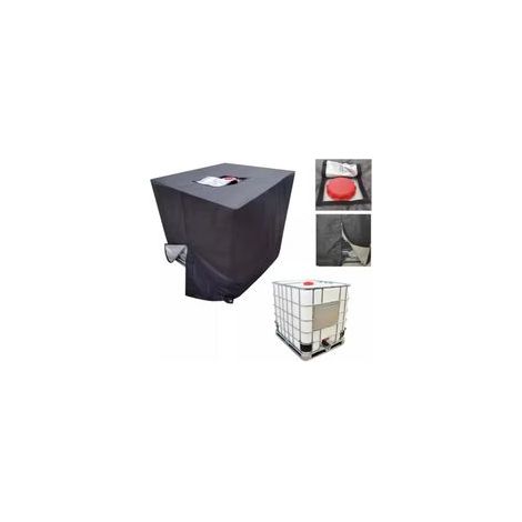 (116 x 100 x 120 cm) (Noir) Bache pour Cuve IBC ,210D Réservoir d'eau Couvercle Housse de Protection AntiUV et AntiPoussière avec Fermeture Éclair (1/5)