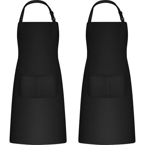 2 Pièces Tabliers de Cuisine pour Homme Femme,Tablier de Ménage Tabliers Porte-Outils avec 2 Poches pour Barbecue,Tablier Jardinier Adultes Ajustable pour Jardinage (Noir) (1/5)