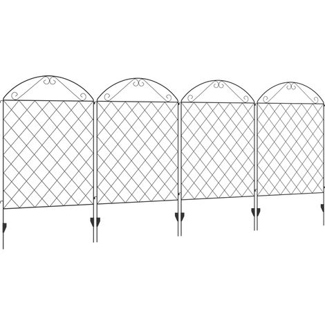 Outsunny Decorative Garden Fencing, 43in x 11.5ft Outdoor Picket Fence Panels, 4PCs Rustproof Metal Wire Landscape Flower Bed Border Edging, Black
