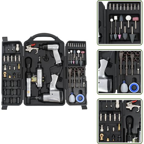 Kit d'outils pneumatiques 70 pcs - Ensemble D'outils Pneumatiques - Outils Pneumatiques Professionnels - Kit D'outillage Pneumatique - Meuleuse Pneumatique - Clé À Chocs Pneumatique